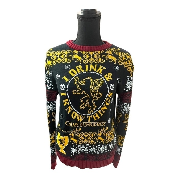 Game Of Thrones Graphic Sweater Black Yellow Red Small - Picture 1 of 6